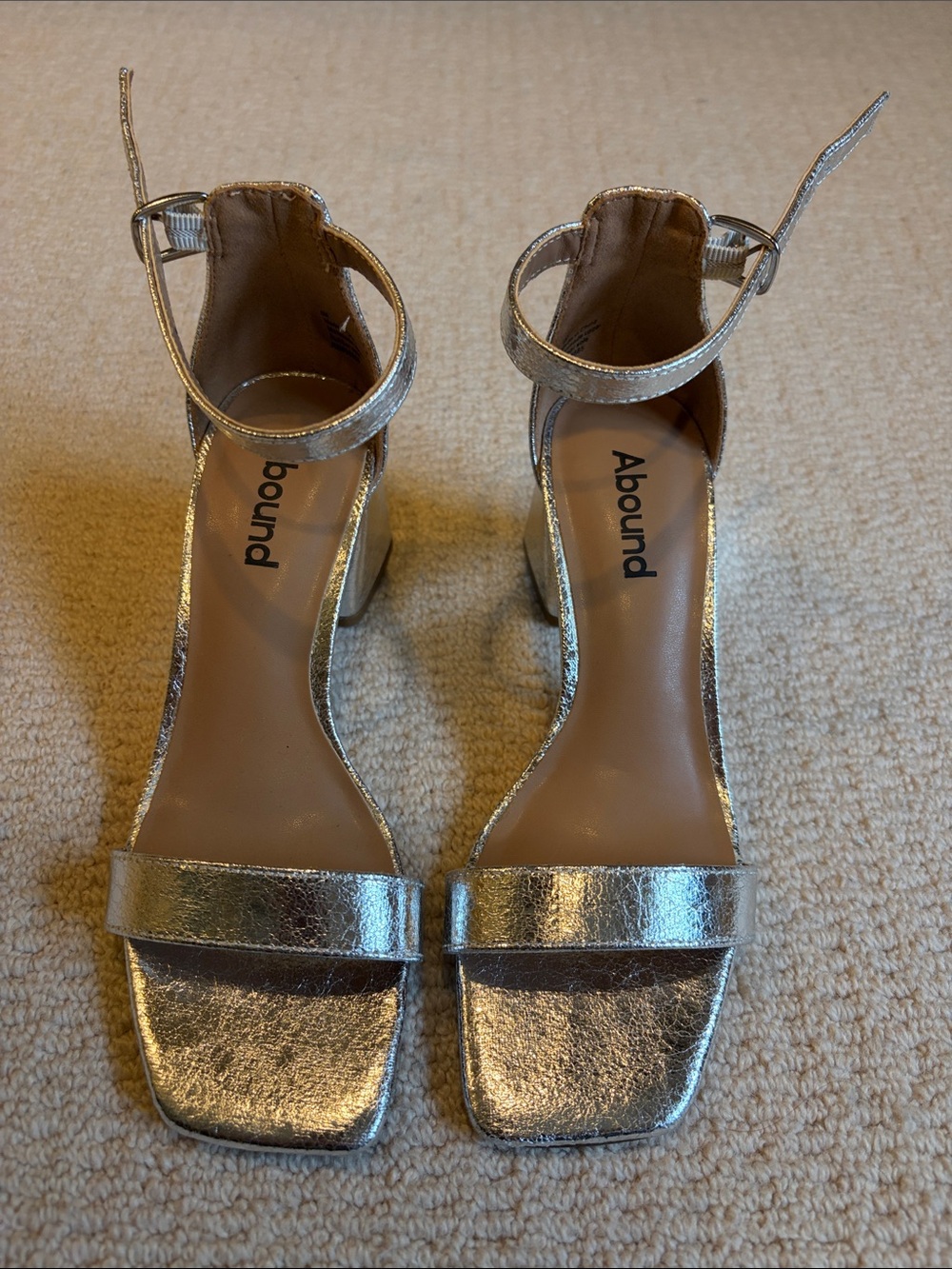 Abound Silver Metallic Ankle-Strap Block Heels